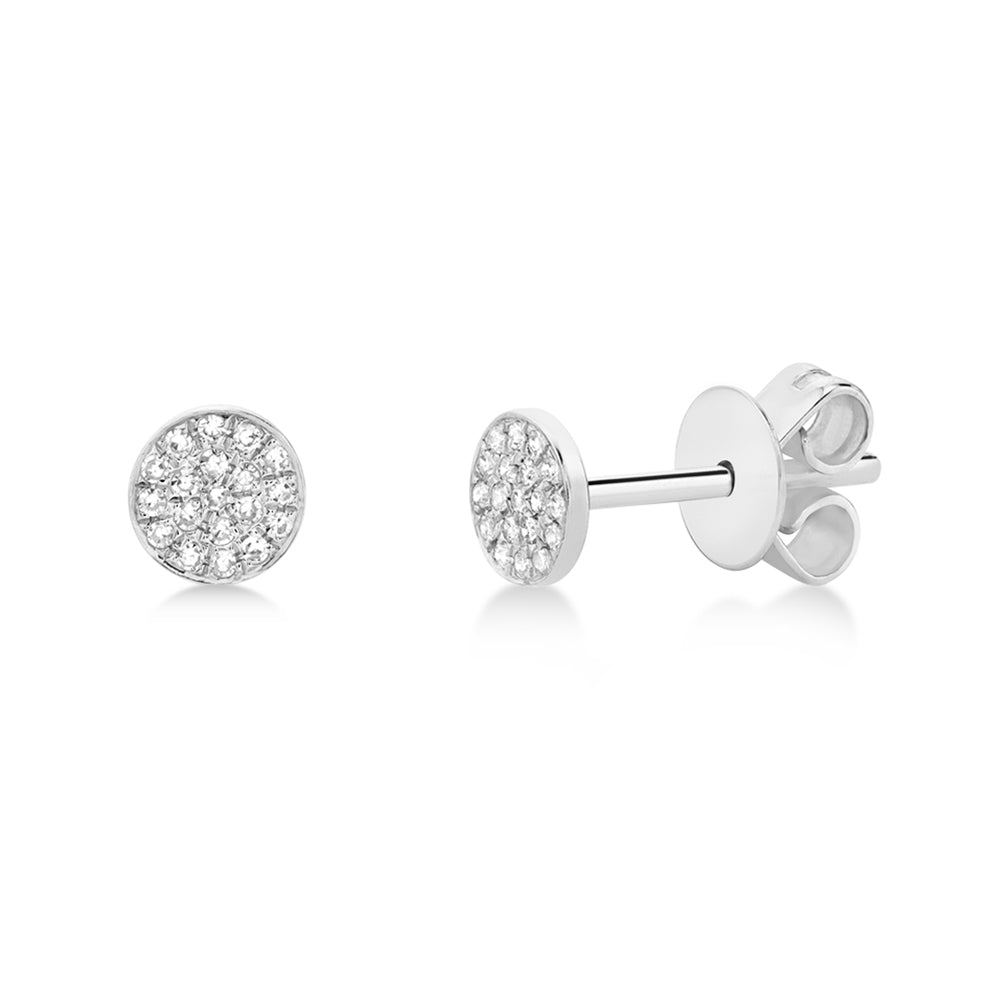 Diamond Pave Stud Earrings 14k White Gold (0.07ct)