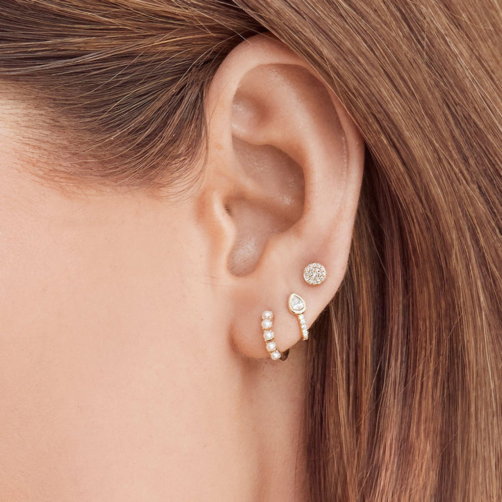 Diamond Pave Stud Earrings 14k White Gold (0.07ct)