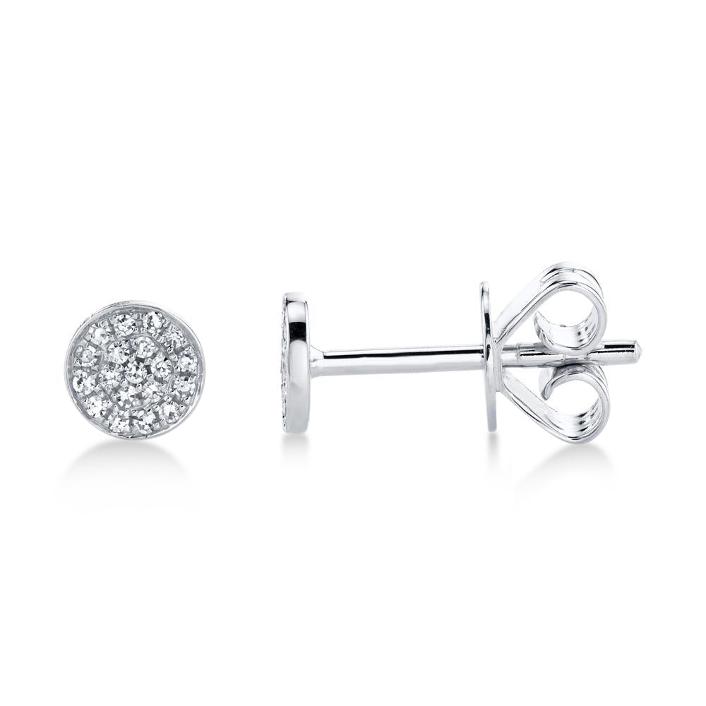 Diamond Pave Stud Earrings 14k White Gold (0.07ct)