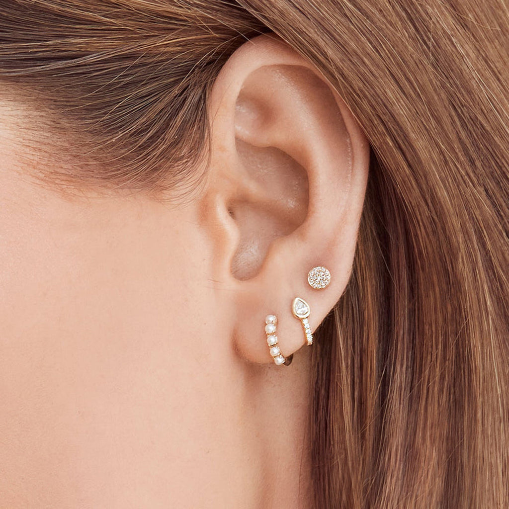 Diamond Pave Stud Earrings 14k Yellow Gold (0.07ct)