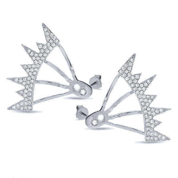 0.38ct 14k White Gold Diamond Pave Ear Jacket Earrings With Studs