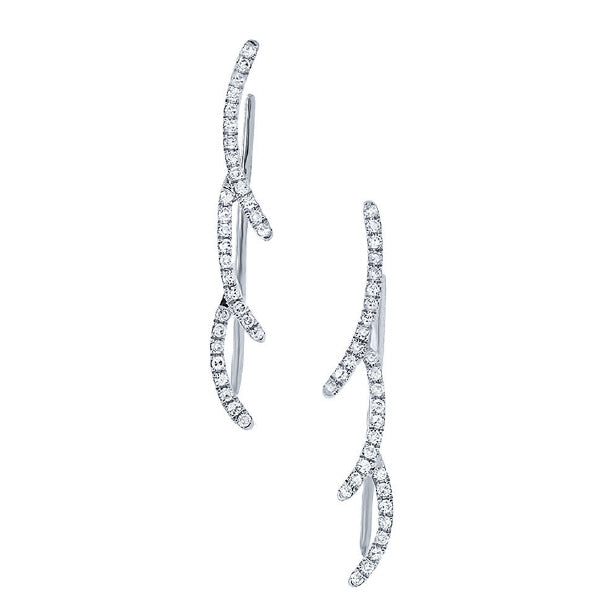 0.19ct 14k White Gold Diamond Ear Crawler Earrings