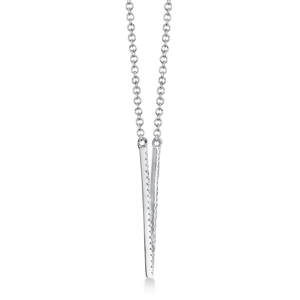 Diamond Pave V Pendant Necklace 14k White Gold (0.12ct)