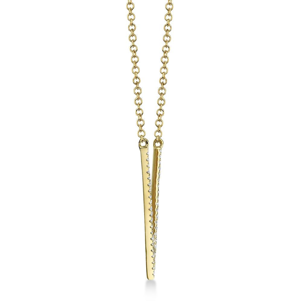 Diamond Pave V Pendant Necklace 14k Yellow Gold (0.12ct)