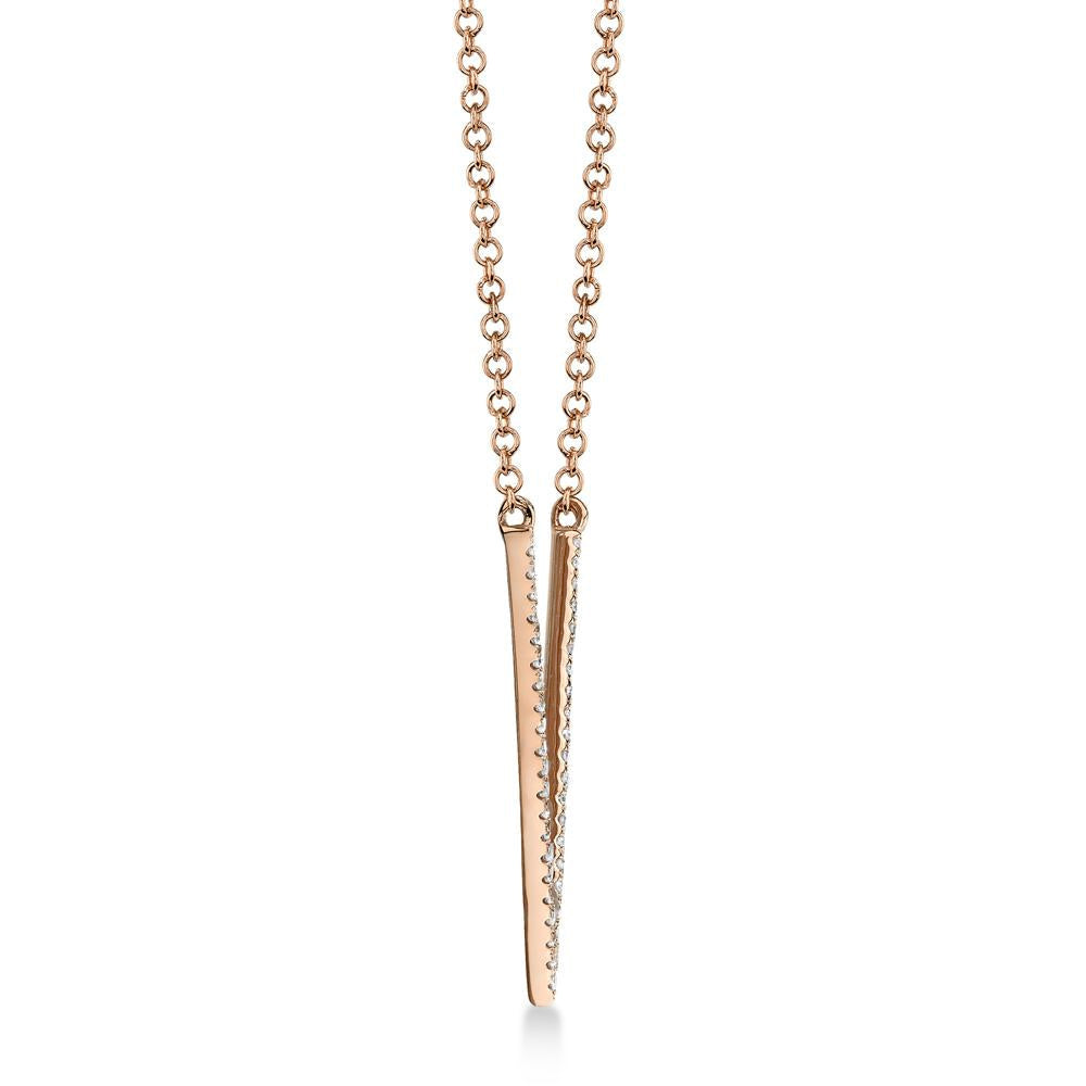 Diamond Pave V Pendant Necklace 14k Rose Gold (0.12ct)