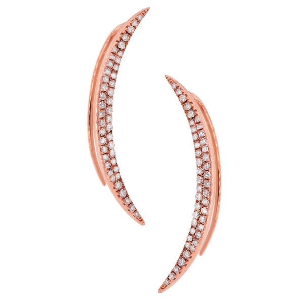 0.28ct 14k Rose Gold Diamond Ear Crawler Earrings