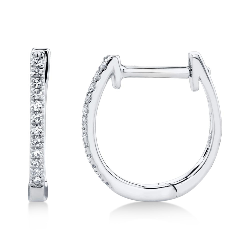 Diamond Huggie Earrings 14k White Gold (0.08ct)