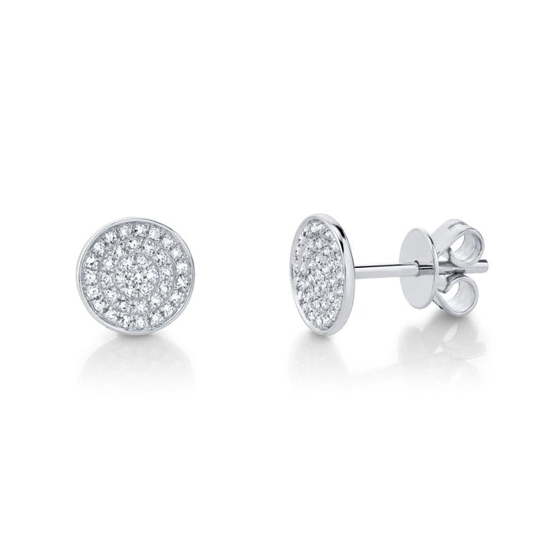 Diamond Pave Circle Stud Earrings 14k White Gold (0.17ct)