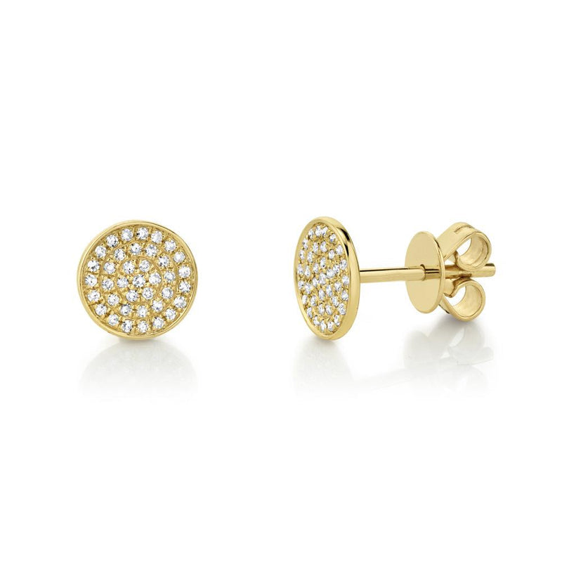 Diamond Pave Circle Stud Earrings 14k Yellow Gold (0.17ct)