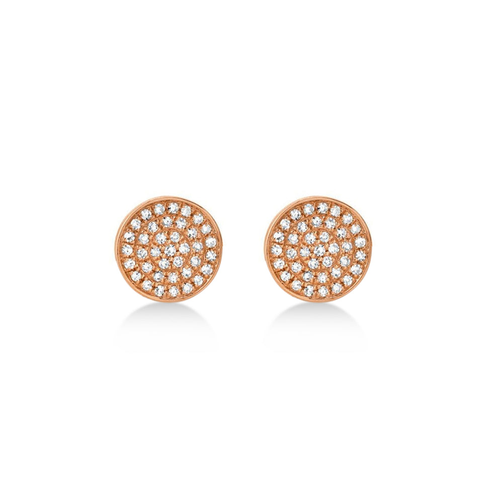 Diamond Pave Circle Stud Earrings 14k Rose Gold (0.17ct)