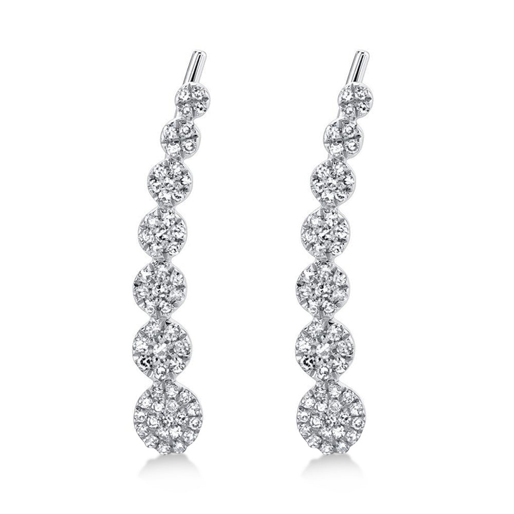 Graduated Diamond Ear Crawler Earrings 14k White Gold (0.25ct)