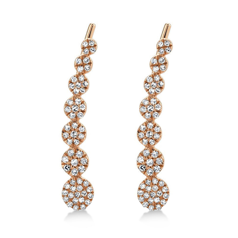 Graduated Diamond Ear Crawler Earrings 14k Rose Gold (0.25ct)