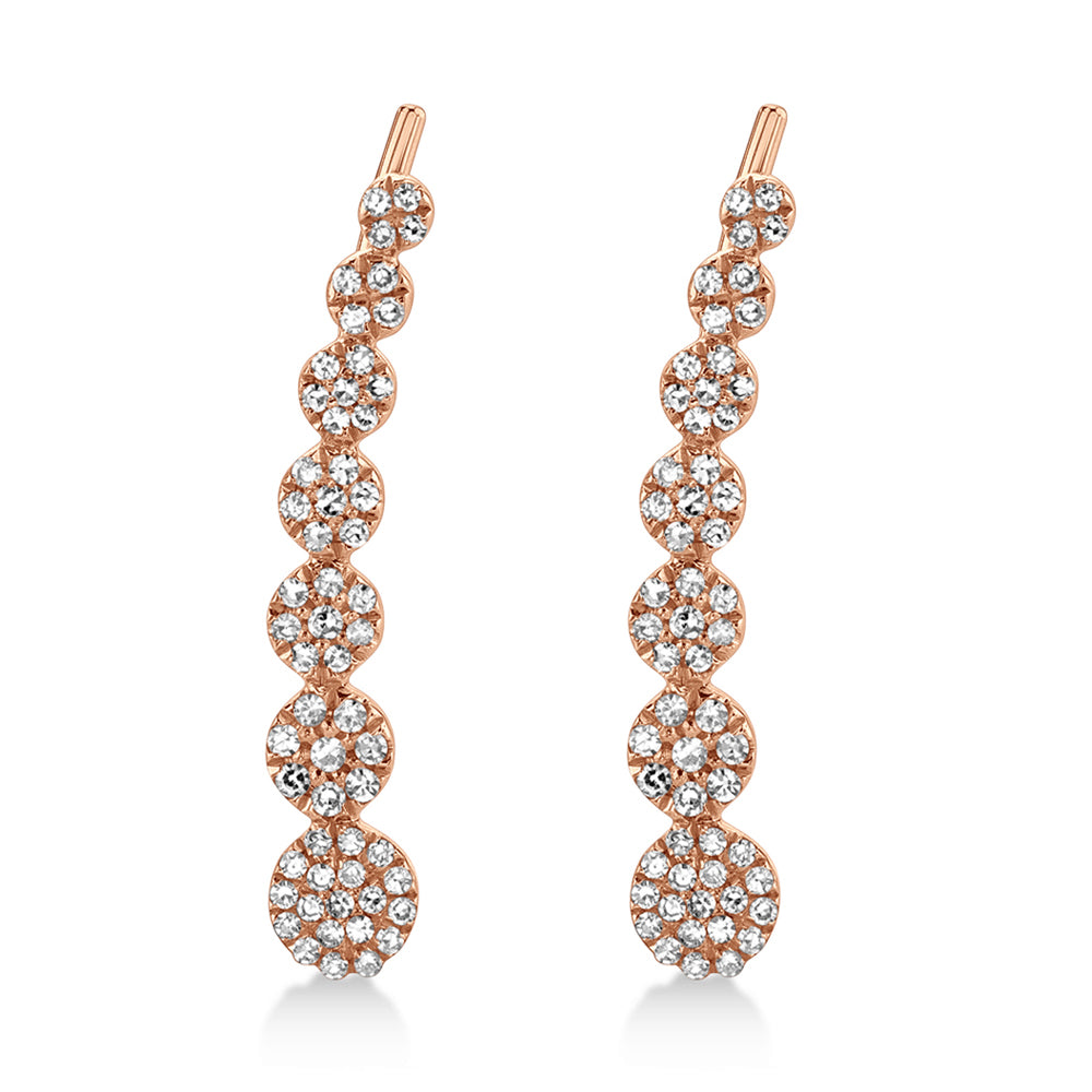 Graduated Diamond Ear Crawler Earrings 14k Rose Gold (0.25ct)