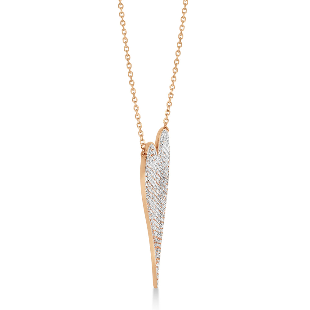 Diamond Pave Heart Pendant Necklace 14k Rose Gold (0.83ct)