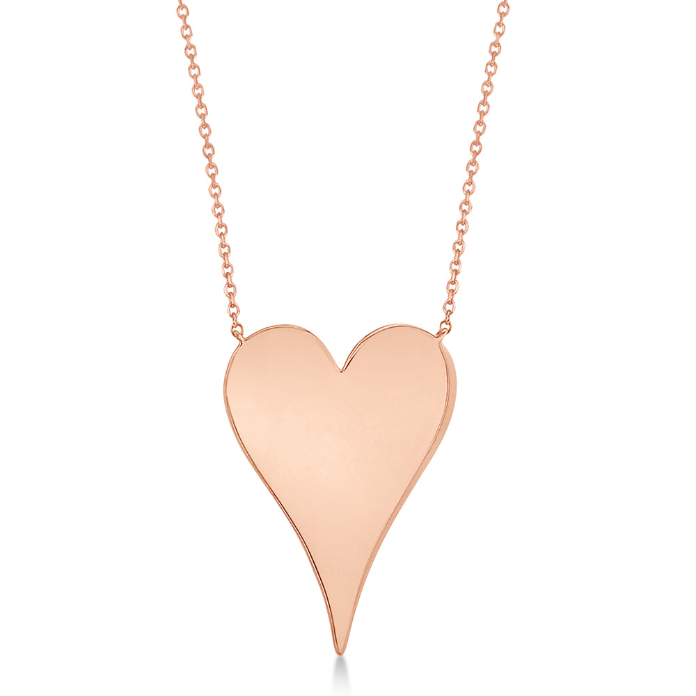 Diamond Pave Heart Pendant Necklace 14k Rose Gold (0.83ct)