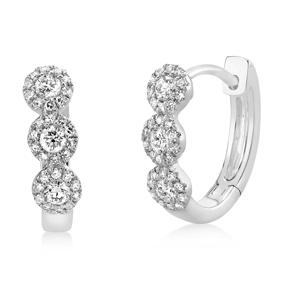 Diamond Halo Style Huggie Earrings 14k White Gold (0.37ct)