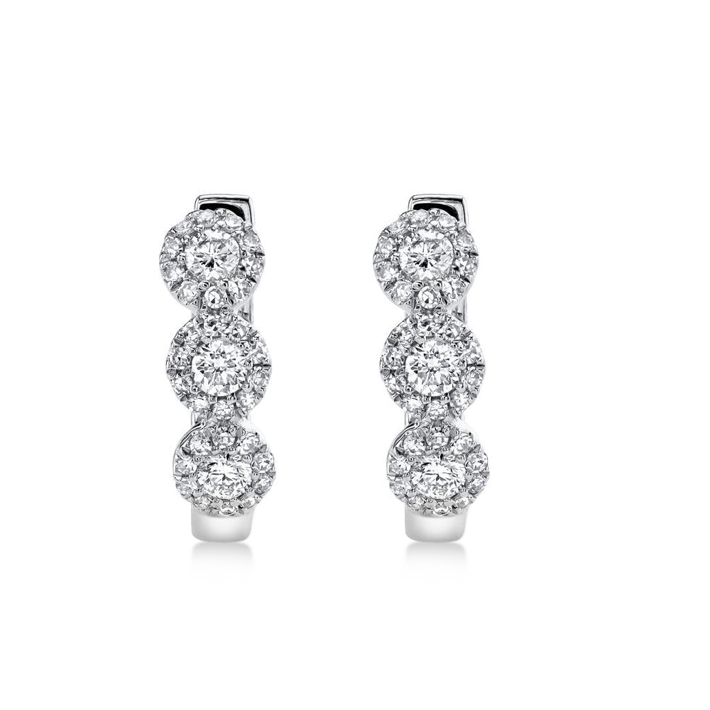 Diamond Halo Style Huggie Earrings 14k White Gold (0.37ct)
