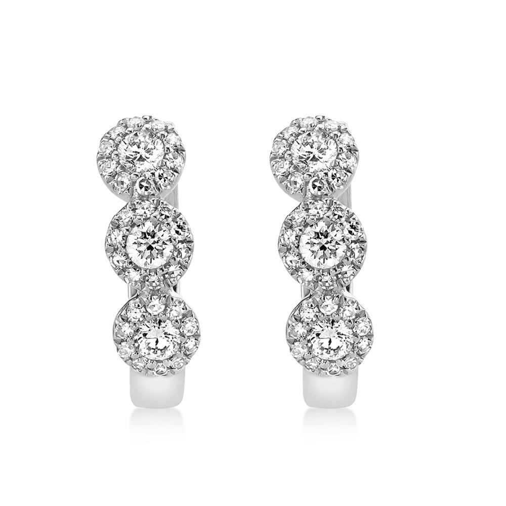Diamond Halo Style Huggie Earrings 14k White Gold (0.37ct)