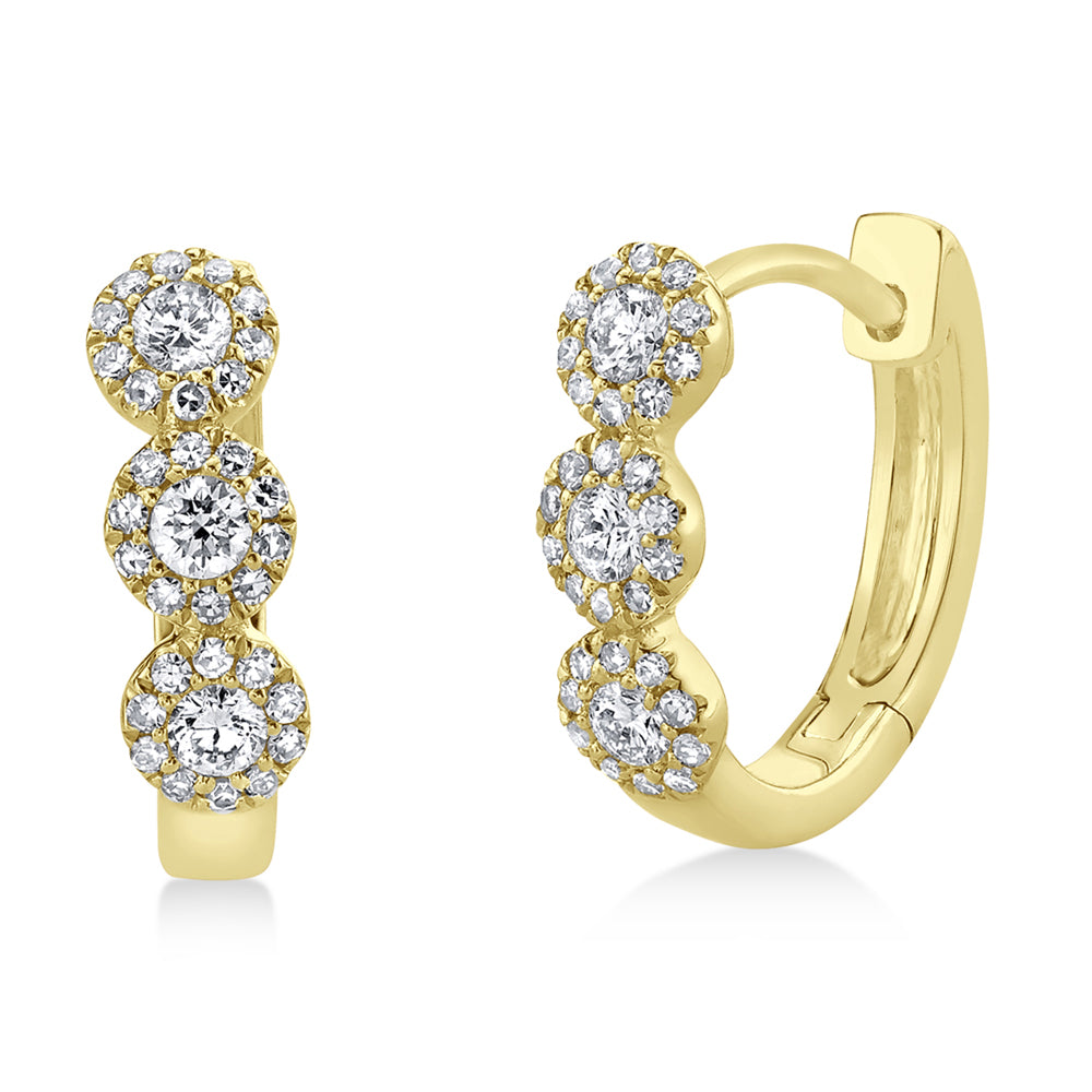 Diamond Halo Style Huggie Earrings 14k Yellow Gold (0.37ct)
