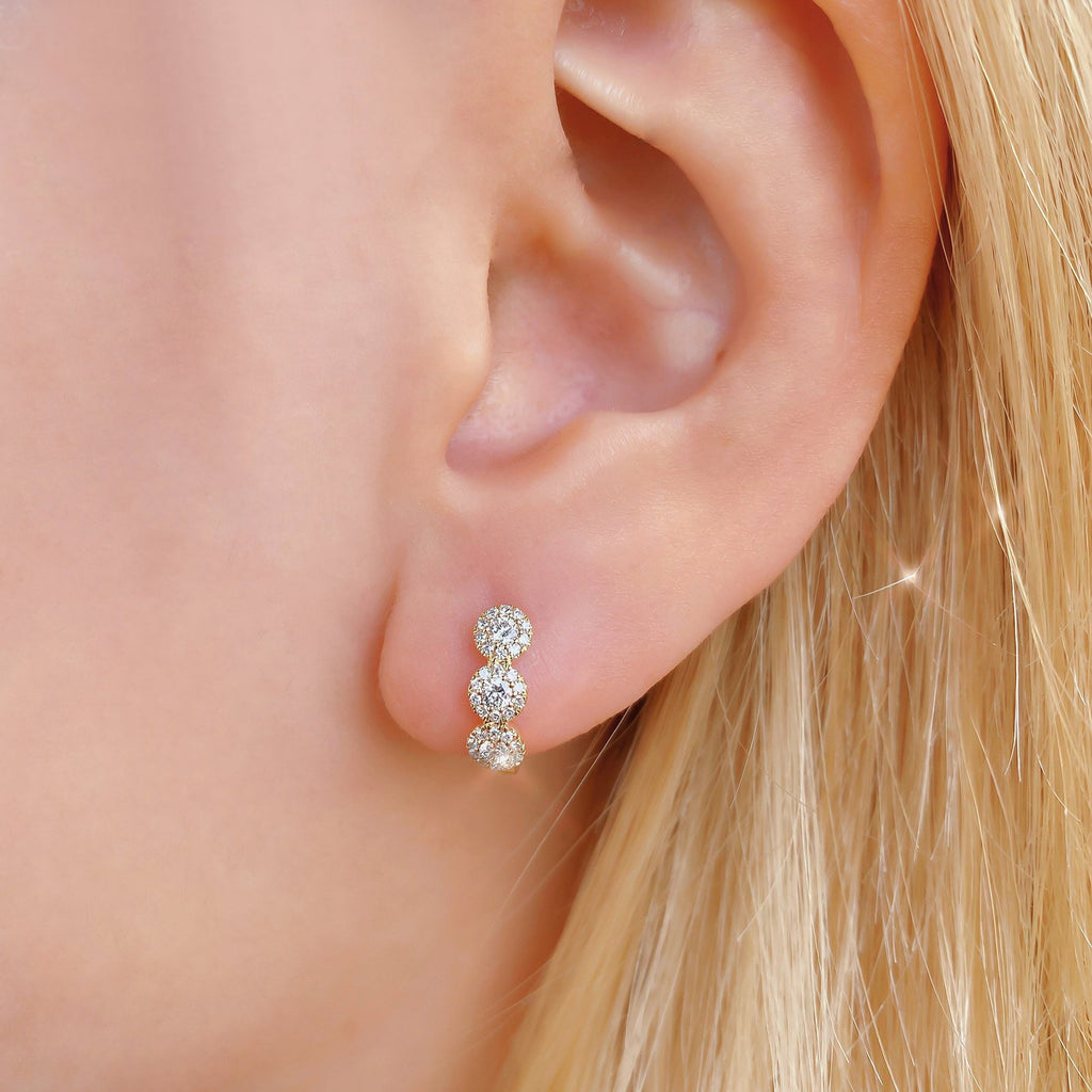 Diamond Halo Style Huggie Earrings 14k Yellow Gold (0.37ct)