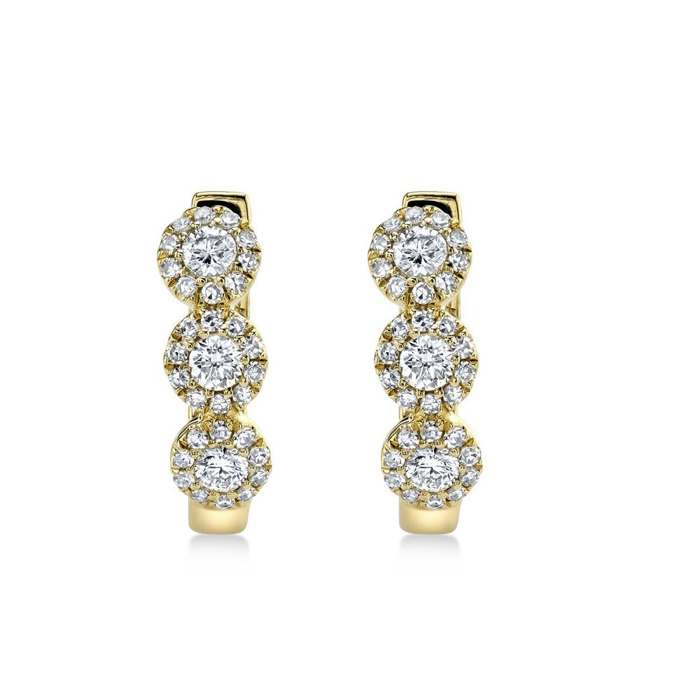 Diamond Halo Style Huggie Earrings 14k Yellow Gold (0.37ct)