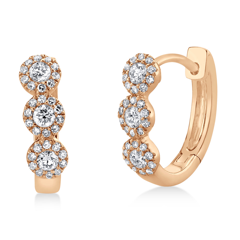 Diamond Halo Style Huggie Earrings 14k Rose Gold (0.37ct)