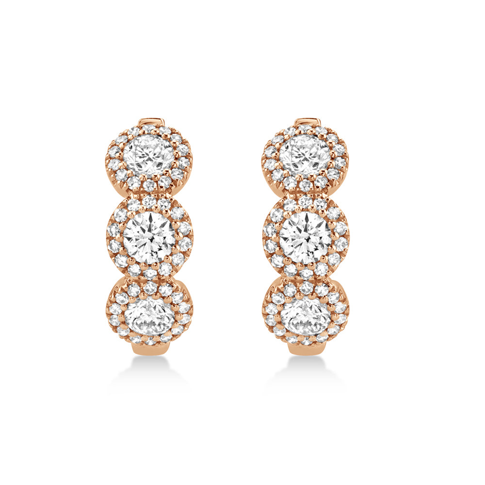 Diamond Halo Style Huggie Earrings 14k Rose Gold (1.10ct)