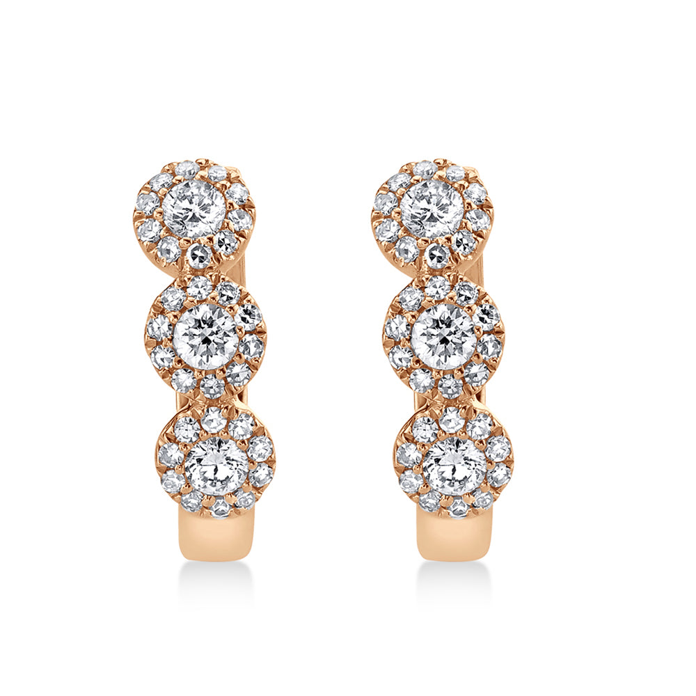 Diamond Halo Style Huggie Earrings 14k Rose Gold (0.37ct)