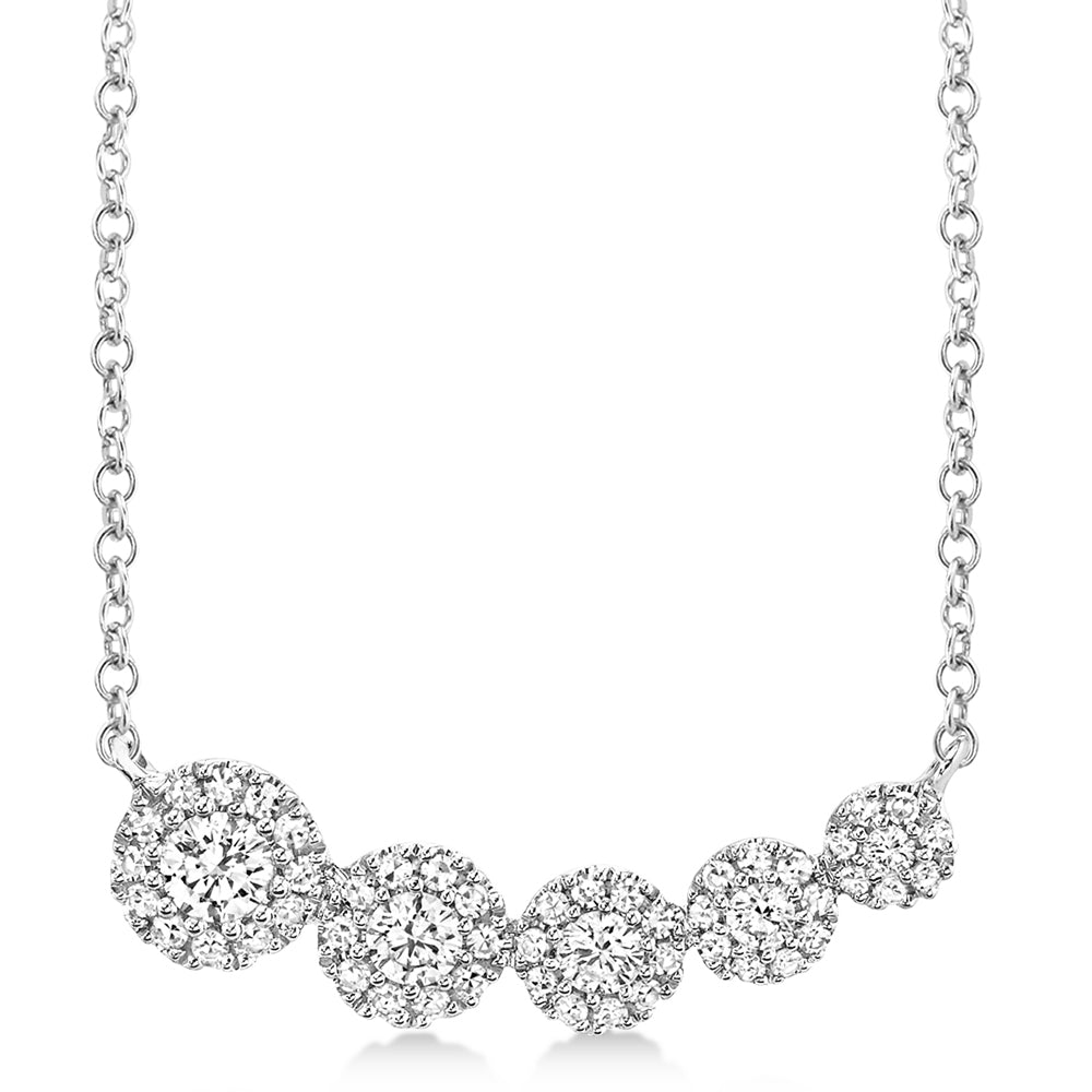 Graduated Diamond Halo Style Necklace 14k White Gold (0.32ct)