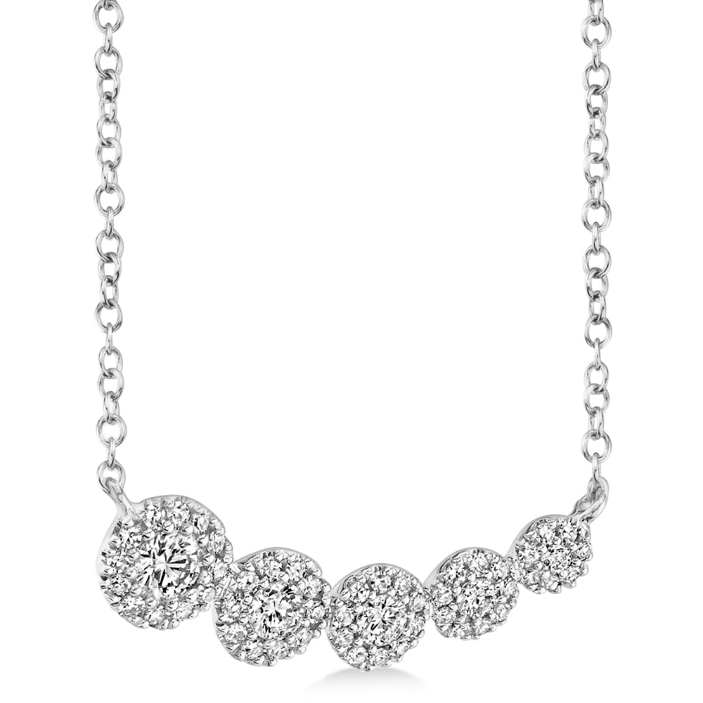 Graduated Diamond Halo Style Necklace 14k White Gold (0.32ct)