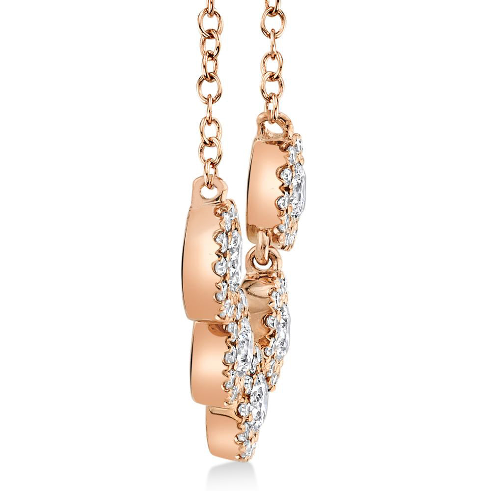 Graduated Diamond Halo Style Necklace 14k Rose Gold (0.32ct)