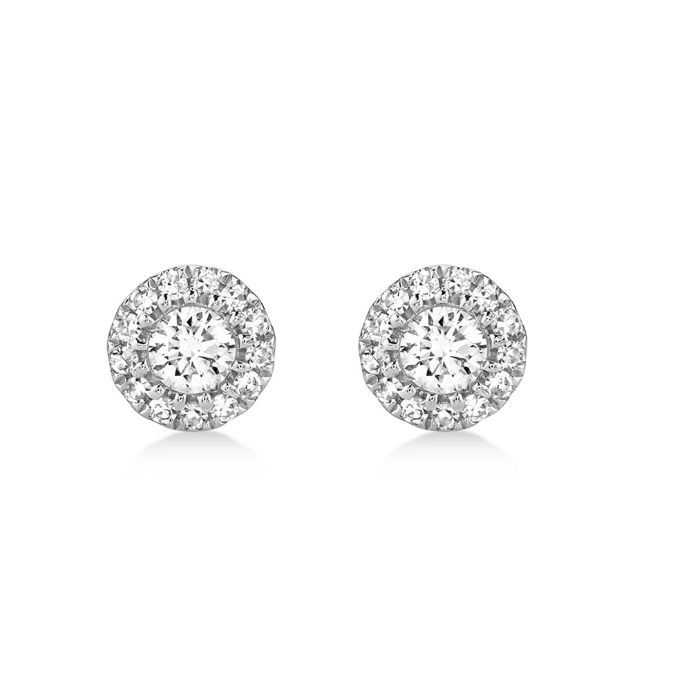 Diamond Halo Style Stud Earrings in 14k White Gold (0.24ct)