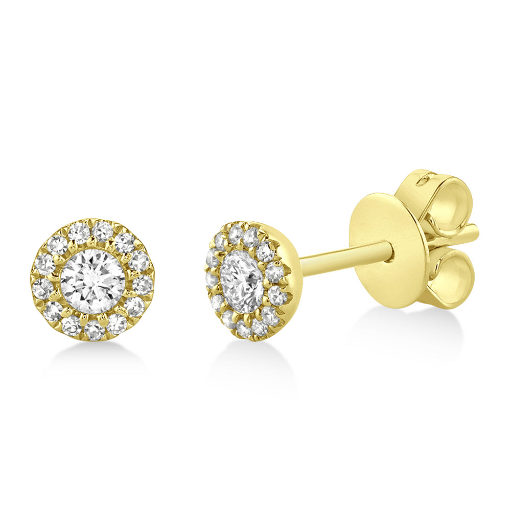 Diamond Halo Style Stud Earrings in 14k Yellow Gold (0.24ct)