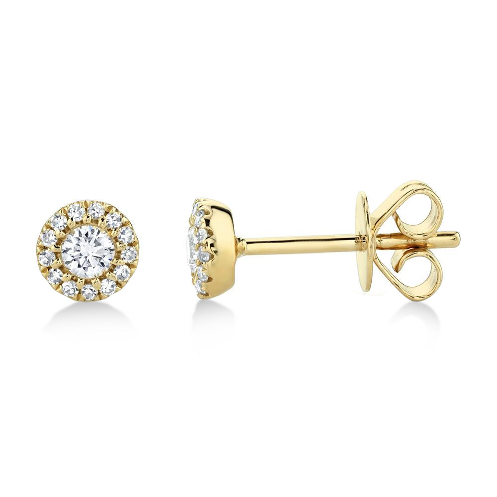 Diamond Halo Style Stud Earrings in 14k Yellow Gold (0.24ct)