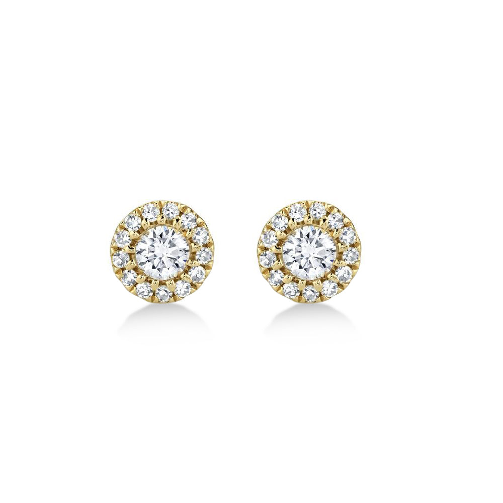 Diamond Halo Style Stud Earrings in 14k Yellow Gold (0.24ct)