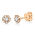 Diamond Halo Style Stud Earrings in 14k Rose Gold (0.24ct)