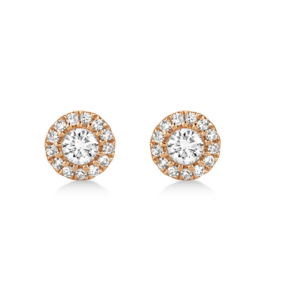 Diamond Halo Style Stud Earrings in 14k Rose Gold (0.24ct)