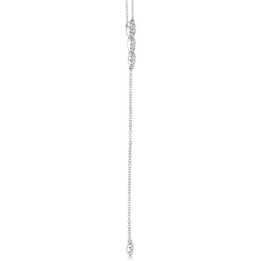 Graduated Diamond Halo Style Lariat Necklace 14k White Gold (0.29ct)