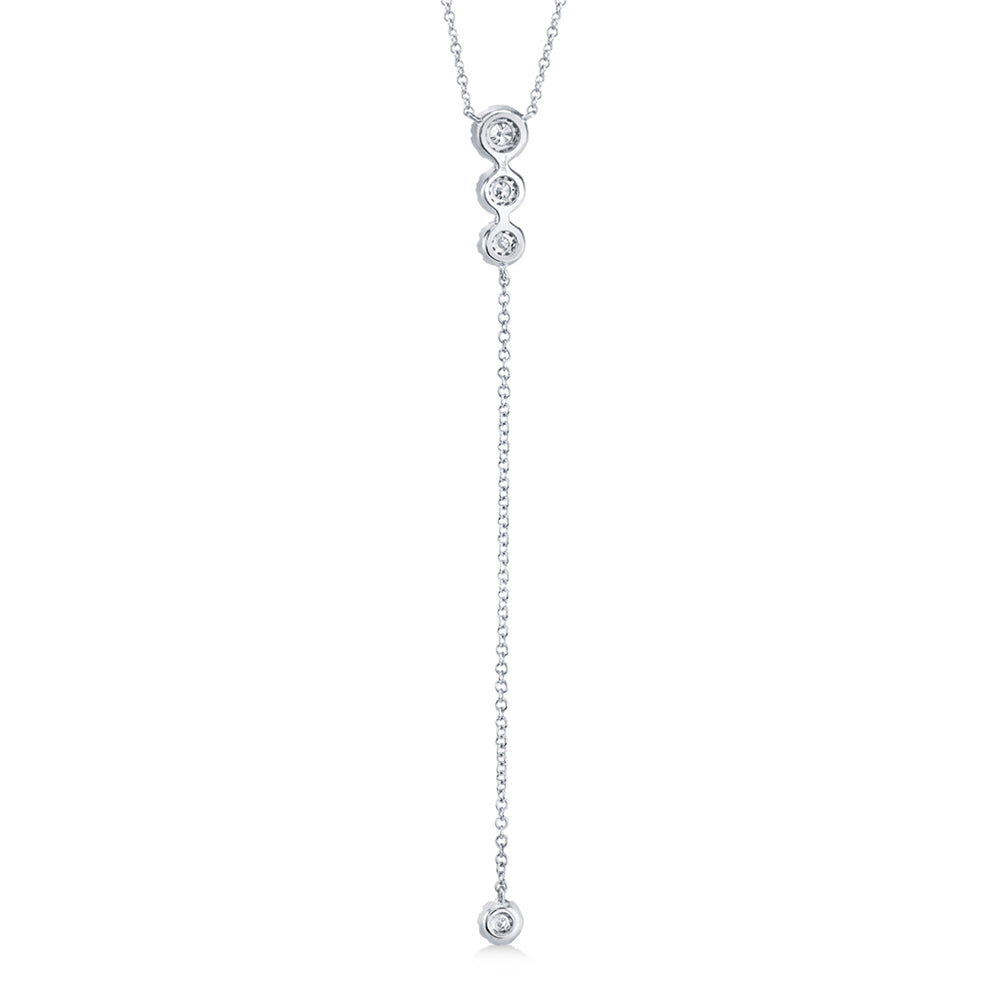 Graduated Diamond Halo Style Lariat Necklace 14k White Gold (0.29ct)