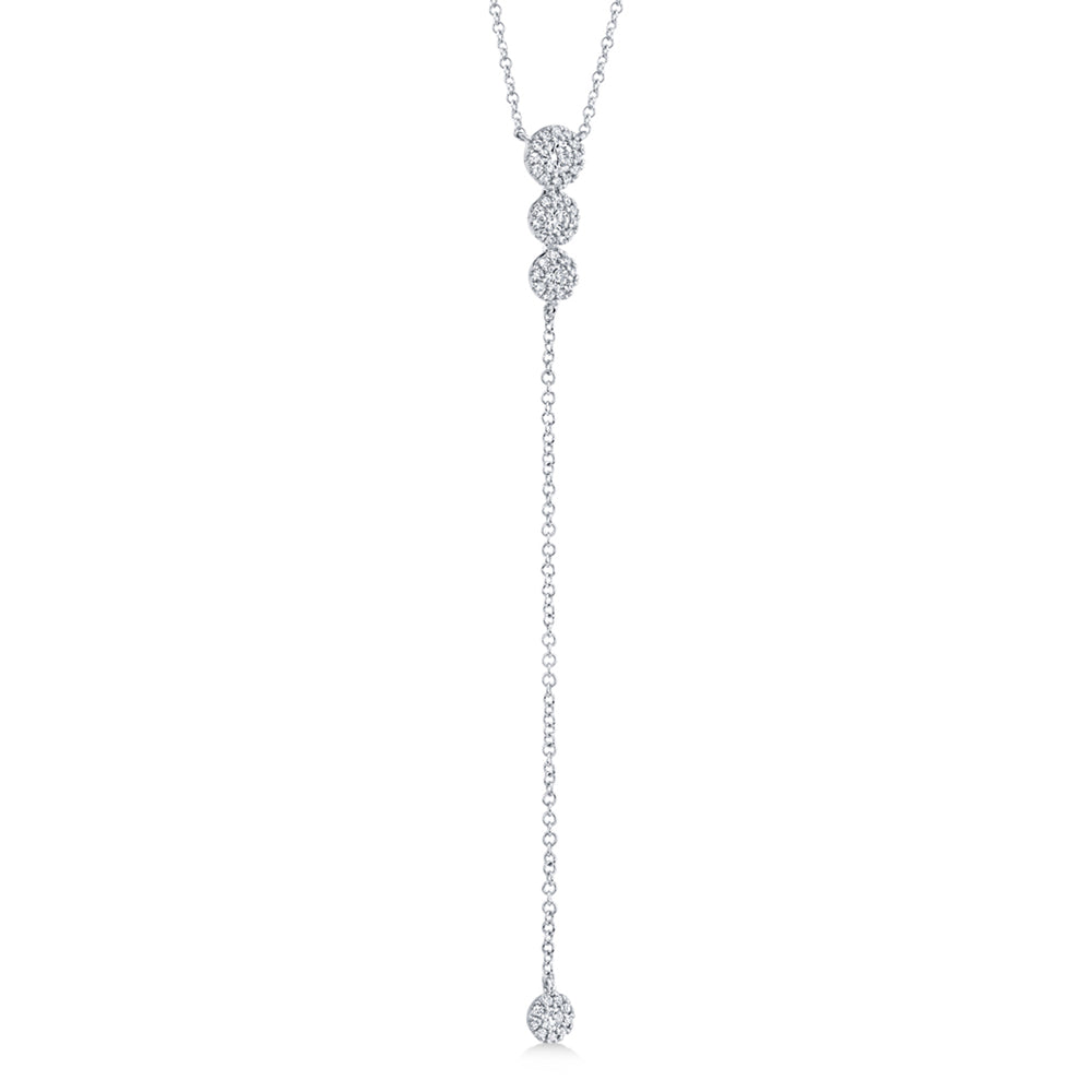 Graduated Diamond Halo Style Lariat Necklace 14k White Gold (0.29ct)