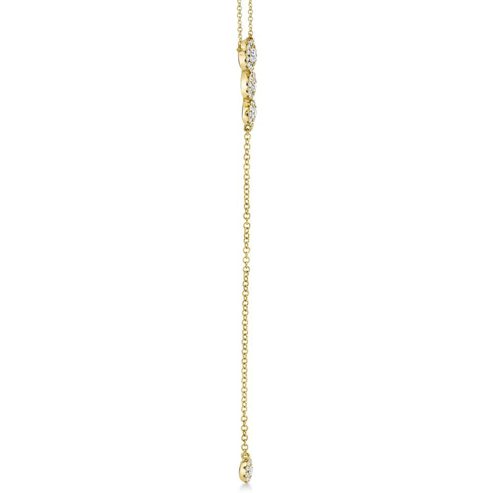 Graduated Diamond Halo Style Lariat Necklace 14k Yellow Gold (0.29ct)