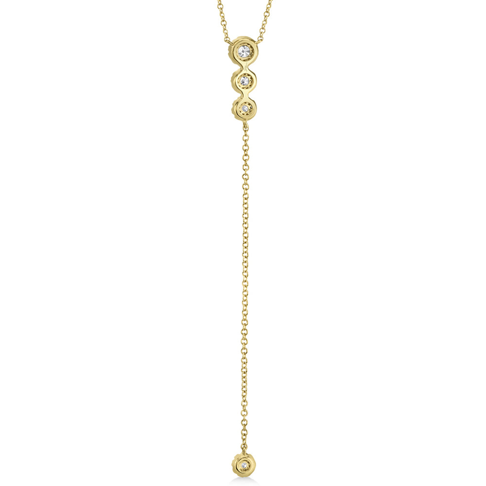 Graduated Diamond Halo Style Lariat Necklace 14k Yellow Gold (0.29ct)