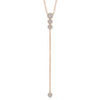 Graduated Diamond Halo Style Lariat Necklace 14k Rose Gold (0.29ct)