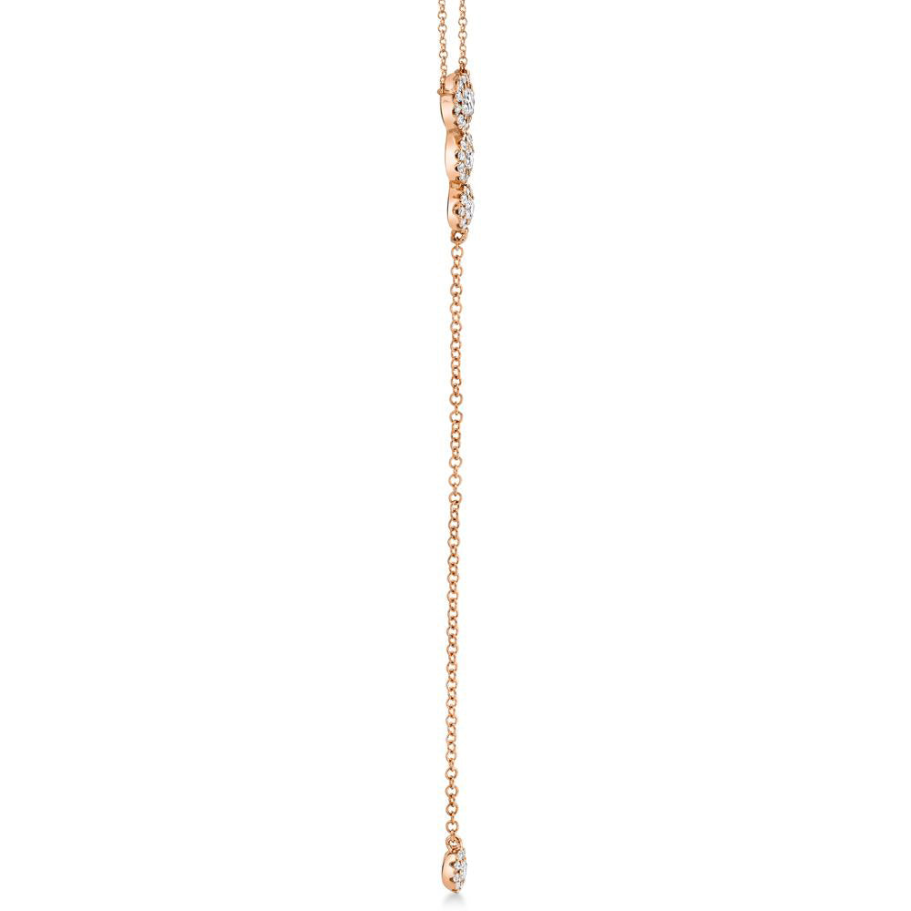 Graduated Diamond Halo Style Lariat Necklace 14k Rose Gold (0.29ct)