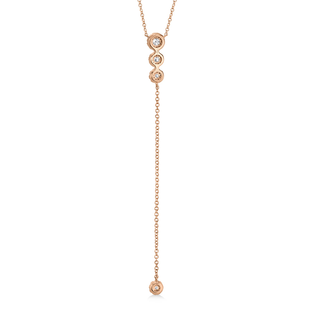 Graduated Diamond Halo Style Lariat Necklace 14k Rose Gold (0.29ct)