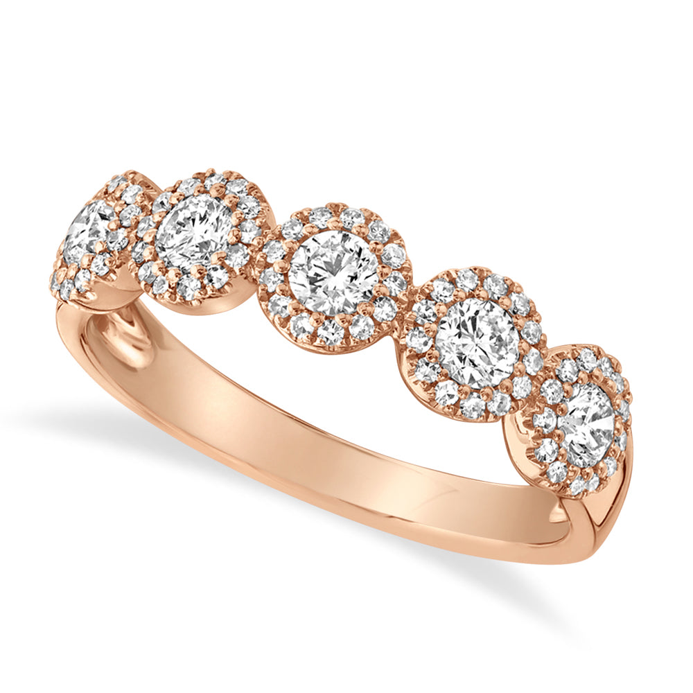 Diamond Halo Half Eternity Band 14k Rose Gold (0.70ct)