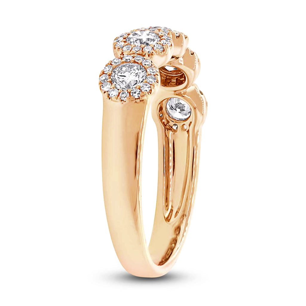 Diamond Halo Half Eternity Band 14k Rose Gold (0.70ct)