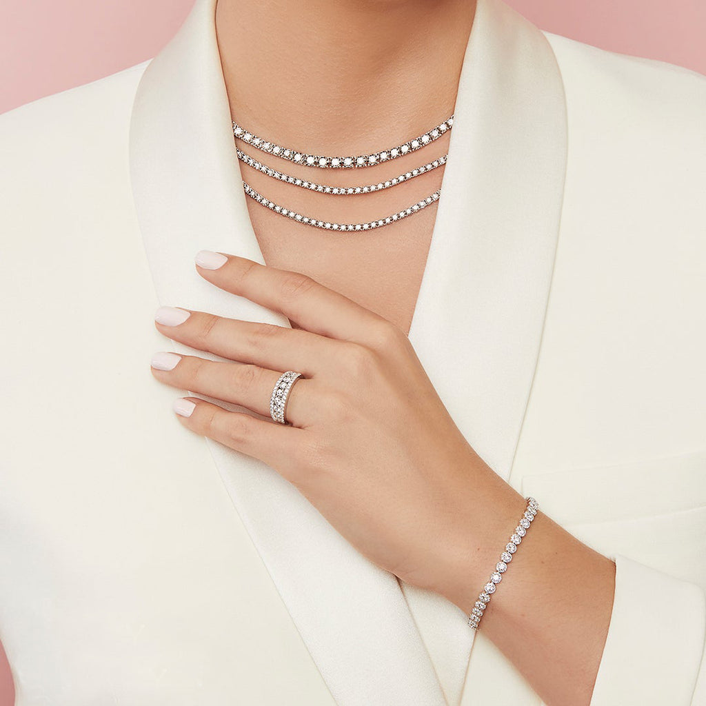 Diamond Halo Style Tennis Bracelet 14k White Gold (3.03ct)