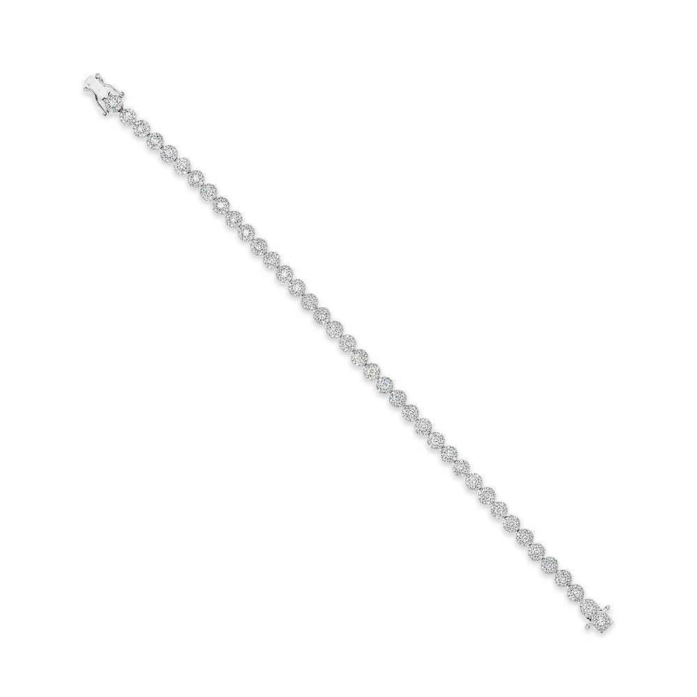 Diamond Halo Style Tennis Bracelet 14k White Gold (3.03ct)