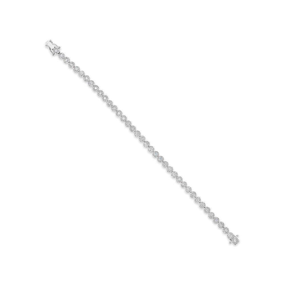 Diamond Halo Style Tennis Bracelet 14k Rose Gold (3.03ct)
